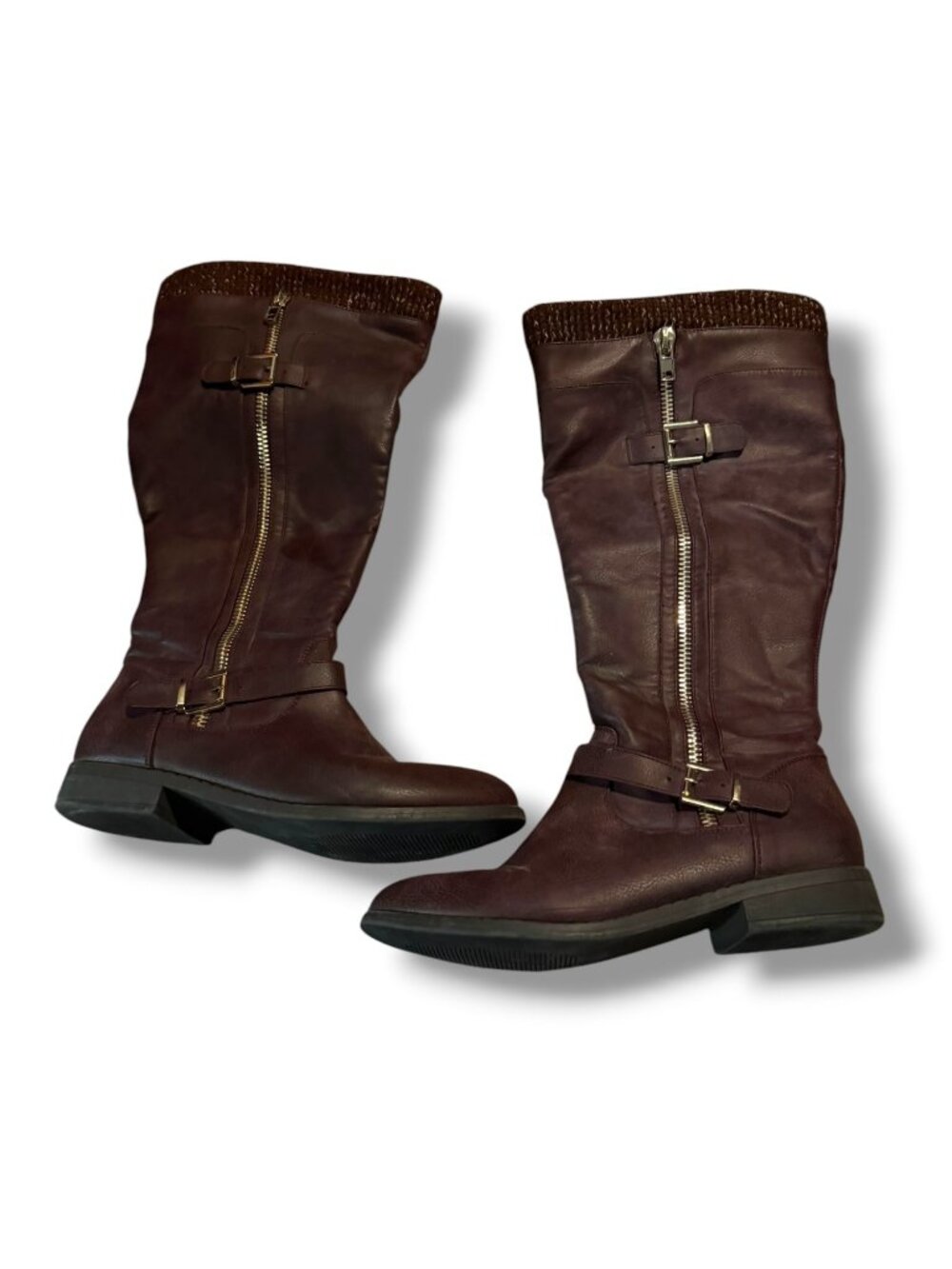 Just Fab Rosalie Tall Buckle Boots Brown/Maroon – Size 9.5